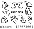 Illustration of a gloved hand, hand sign 127673664