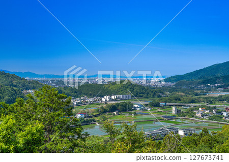 [Continued Top 100 Castles in Japan] Ichinomiya Castle: Tokushima Plain in early summer as seen from Myojinmaru 1, Tokushima City, Tokushima Prefecture 127673741