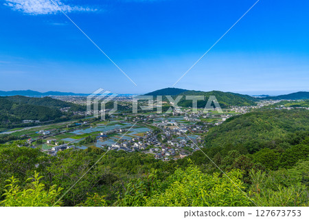 [Continued Top 100 Castles in Japan] Ichinomiya Castle: Tokushima Plain in early summer as seen from Myojinmaru 3, Tokushima City, Tokushima Prefecture 127673753
