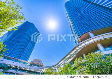 Tokyo cityscape, Japan, June. View of Takanawa Gateway City in front of Takanawa Gateway Station, etc. Tokyo cityscape, Japan, June. View of Takanawa Gateway City in front of Takanawa Gateway Station, etc. 127673942