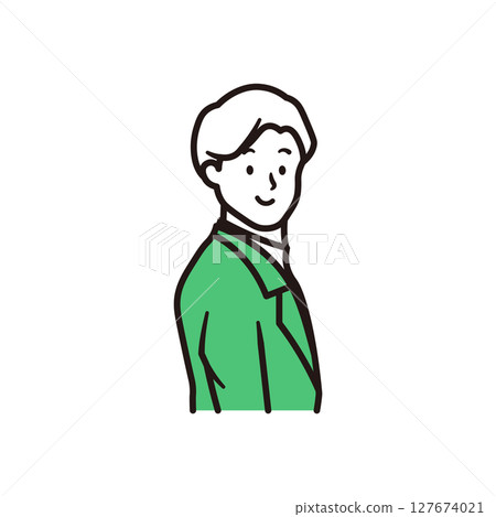 一位微笑的商人上半身的簡單說明 一位微笑的商人上半身的簡單說明 127674021