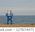 The blue lifeguard chair on a beach 127674475