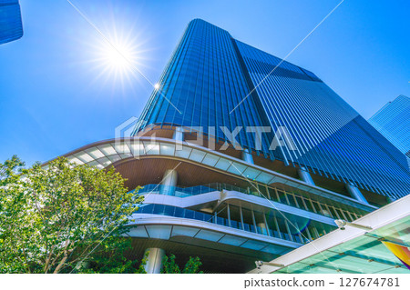 Tokyo cityscape, Japan, June. View of Takanawa Gateway City in front of Takanawa Gateway Station, etc. 127674781