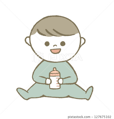 喝奶的嬰兒，淺藍色 127675102