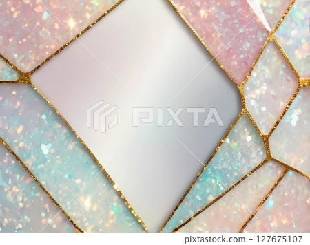 Sparkling dream cute jewel and gold frame pink background design 127675107