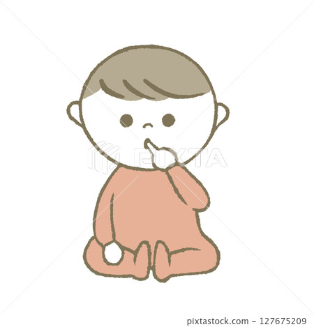 嬰兒嘴裡含著手指 粉紅色 127675209