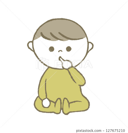 嬰兒握著的手指，黃色 127675210