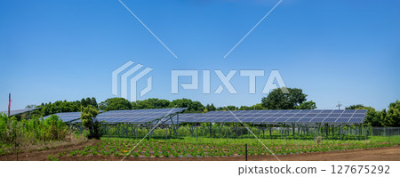 Solar power generation by solar panels 127675292