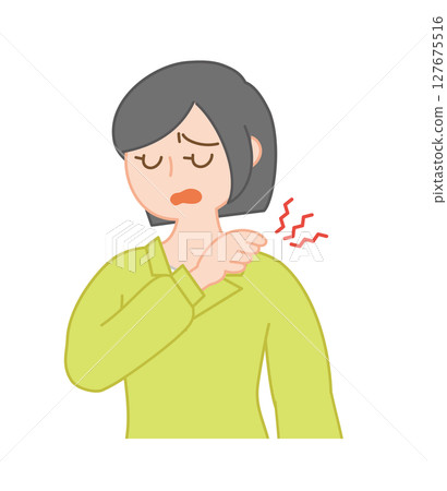Illustration of women suffering from stiff shoulders 127675516