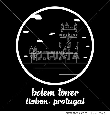 Circle Icon Belem Tower. Vector illustration Circle Icon Belem Tower. Vector illustration 127675749