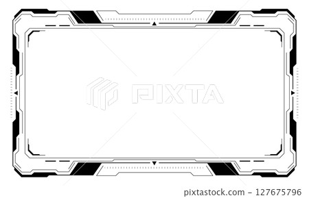 Hud frames black user interface elements design modern technology futuristic control panel screen digital hologram window gaming menu touching cyber monitor set on white background vector 127675796