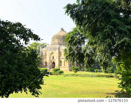 India Delhi 2024 October 18 Lodi garden in Delhi with ancient tomb and dome architecture. Historic 127676133