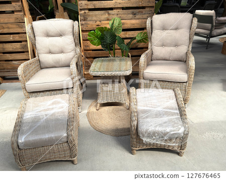 Outdoor wicker furniture set with table Outdoor wicker furniture set with table 127676465