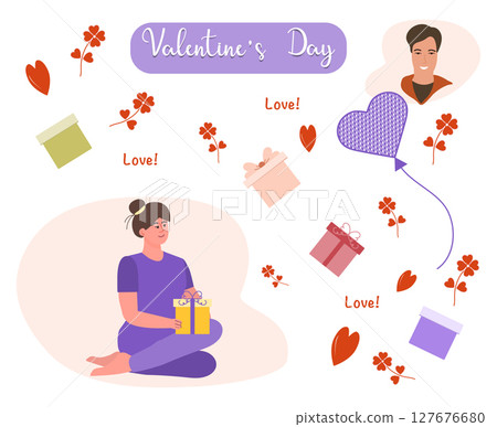 People Congratulates Valentine's day Gift Love 127676680