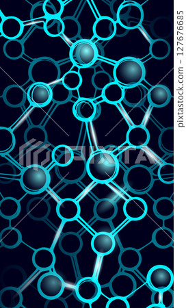 Molecular structure connection network. Linked atoms digital art. Science technology medicine engineering design. Dark blue background glow effect vector Molecular structure connection network. Linked atoms digital art. Science technology medicine engineering design. Dark blue background glow effect vector 127676685