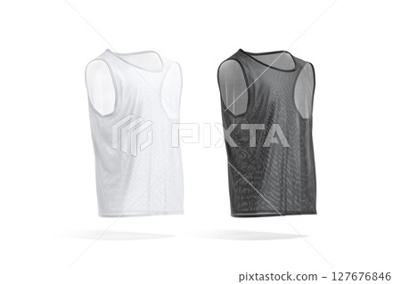 Blank black and white football team practice vest mockup, isolated Blank black and white football team practice vest mockup, isolated 127676846