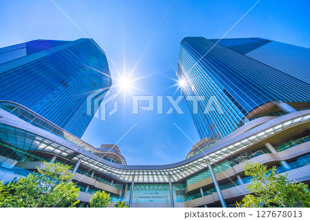 日本東京城市景觀，六月。高輪Gateway站前的「高輪Gateway City」景觀等。 127678013