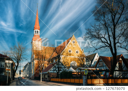 Parnu, Estonia. View Of Lutheran Church Of St. Elizabeth In Sunny Winter Day 127678070