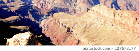 Panorama Hazy Sky Day Winter The Grand Canyon Arizona Panorama Hazy Sky Day Winter The Grand Canyon Arizona 127678177