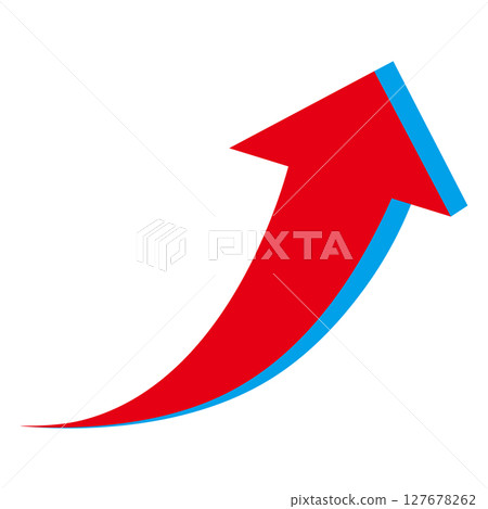 白色背景上向右上升的紅色三維箭頭的插圖 127678262