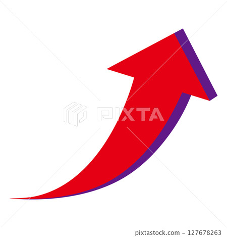 白色背景上向右上升的紅色三維箭頭的插圖 白色背景上向右上升的紅色三維箭頭的插圖 127678263