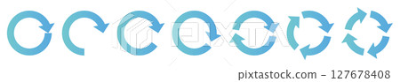 Illustration material: Cycle diagram Cycle arrow Blue set of recycling icons. Illustration material: Cycle diagram Cycle arrow Blue set of recycling icons. 127678408