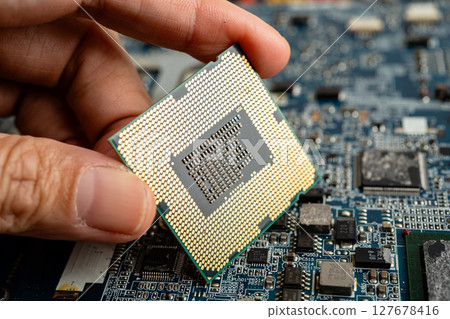 Central Processing Unit, CPU chip processor of computer mainboard, electronic technology. Central Processing Unit, CPU chip processor of computer mainboard, electronic technology. 127678416
