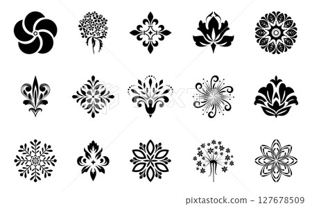 Flower icons set. Isolated elements for design. Vector graphics. Flower icons set. Isolated elements for design. Vector graphics. 127678509