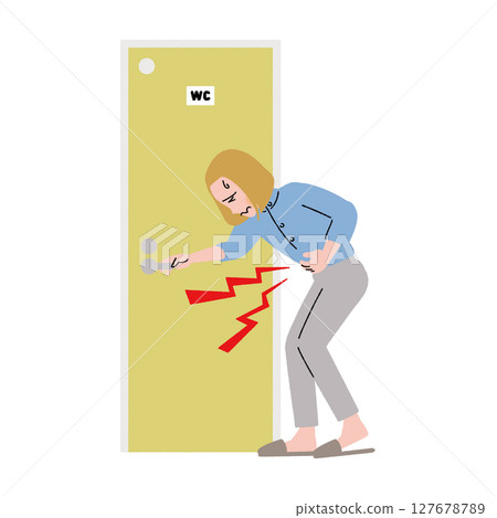 Painful woman entering the toilet 127678789