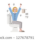 A woman feeling good in the toilet 127678791