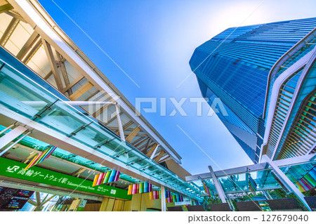 Tokyo cityscape in Japan, including Takanawa Gateway Station and Takanawa Gateway City Tokyo cityscape in Japan, including Takanawa Gateway Station and Takanawa Gateway City 127679040