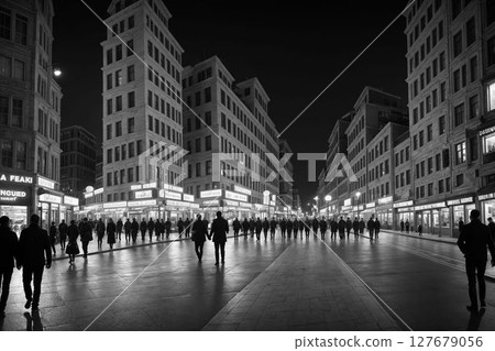 Downtown area at night 127679056