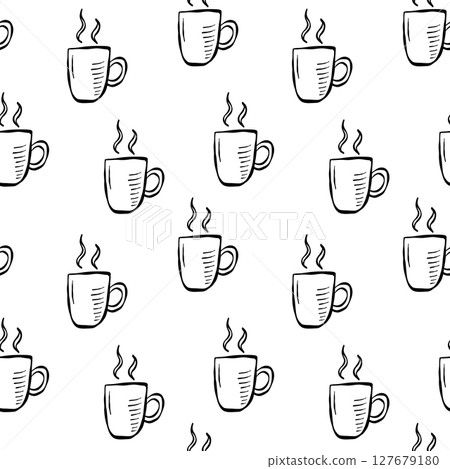 Adorable Coffee Mug Pattern Design Ideal for Creating Cozy and Comforting Aesthetic Styles 127679180