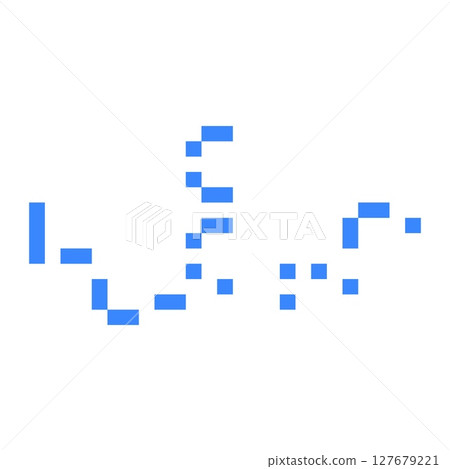 Mosaic pixel art icon piece with vibrant blue tiles in an abstract pattern 127679221