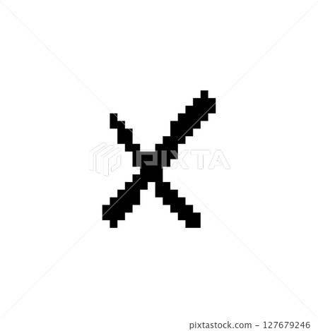 Mosaic pixel cross icon in retro pixelated style Mosaic pixel cross icon in retro pixelated style 127679246
