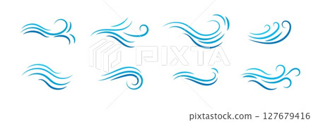 Elegant blue wave patterns for decorative design and creative art projects 127679416