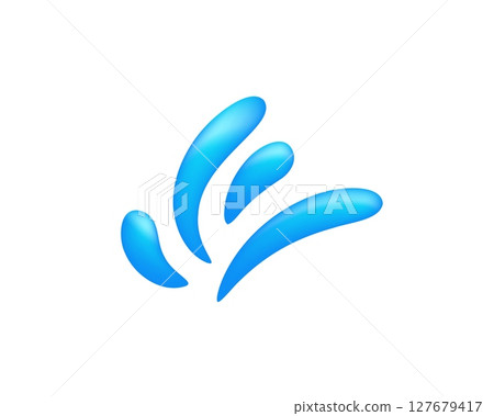 Abstract blue water droplets symbolizing fluidity and motion in clean minimalistic design 127679417