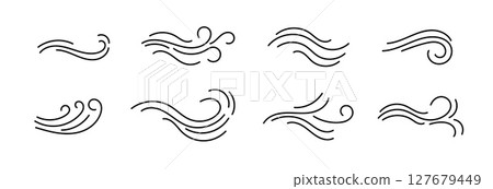 Elegant swirl design elements in set of eight decorative curves for creative art projects Elegant swirl design elements in set of eight decorative curves for creative art projects 127679449