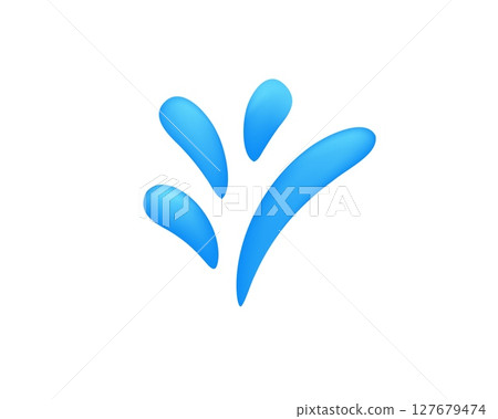 Blue abstract shape with curved lines on a white background for modern design concepts Blue abstract shape with curved lines on a white background for modern design concepts 127679474