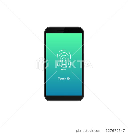 Smartphone displaying touch id feature for secure fingerprint authentication access Smartphone displaying touch id feature for secure fingerprint authentication access 127679547