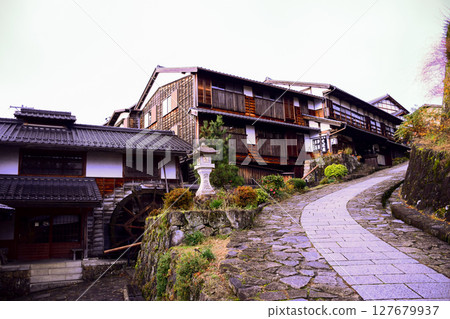 岐阜縣中津川市中山道馬遼宿風景 127679937