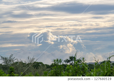 Cloudy sky in the rainy season 127680519