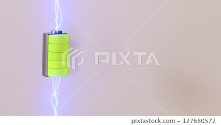 Futuristic View Inside Charging Battery, Text Placeholder. Futuristic View Inside Charging Battery, Text Placeholder. 127680572