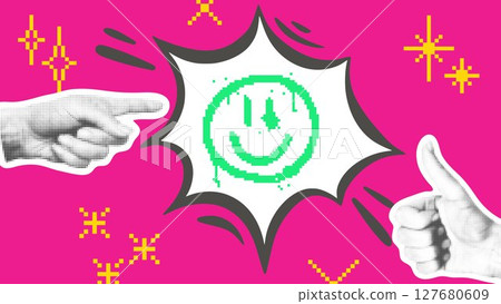 Be in good mood contemporary mixed media collage 127680609