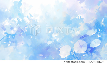 牽牛花水彩插畫背景AI生成影像 127680673