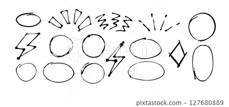 Hand drawn doodle collection with circles lines arrows and fun shapes 127680889