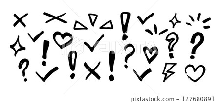 Creative hand drawn doodles with highlights arrows frames and symbols for annotation 127680891