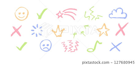 Creative hand drawn elements with arrows, circles, stars for annotation and highlighting Creative hand drawn elements with arrows, circles, stars for annotation and highlighting 127680945