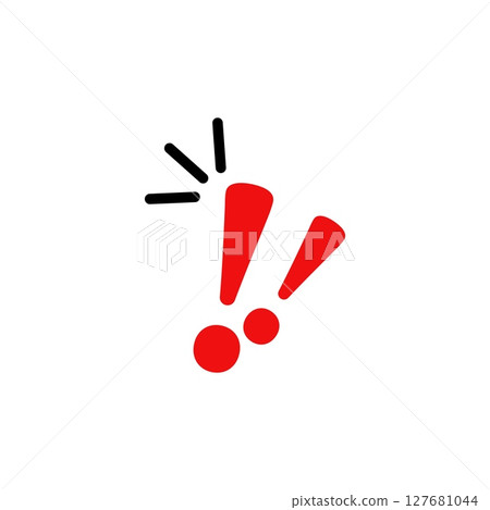 Exclamation mark and motion lines emphasize alert for urgent notification and immediate action 127681044