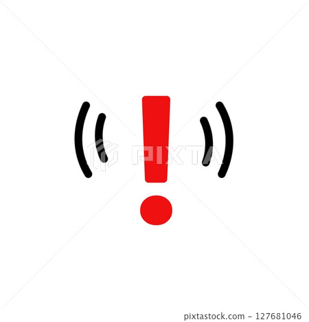 Exclamation mark alert with motion lines indicating urgent warning or notification symbol 127681046